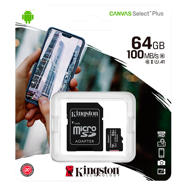 Memoria MicroSD Kingston 64 GB CANVAS SELECT PLUS